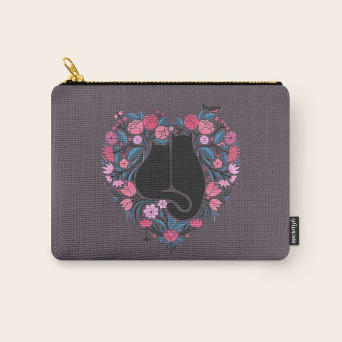 I Heart Cats and Flowers Carry All Pouch Gallery Image 1