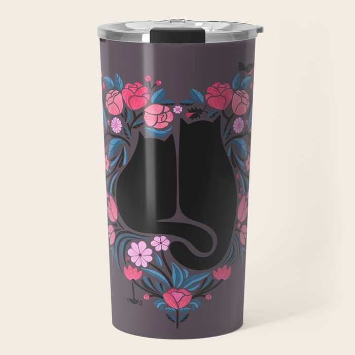 I Heart Cats and Flowers Travel Mug Gallery Image 1