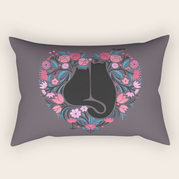 I Heart Cats and Flowers Rectangular Pillow Gallery Image 2