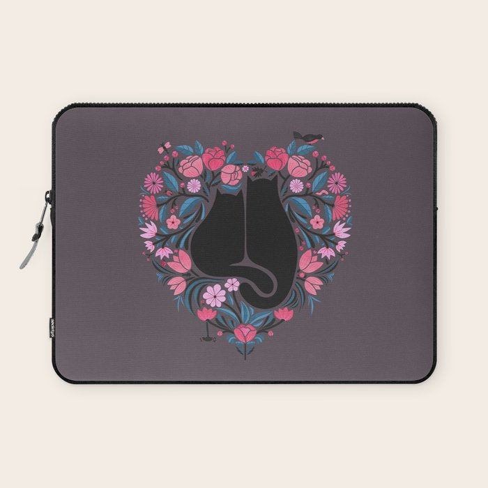 I Heart Cats and Flowers Laptop Sleeve Gallery Image 1