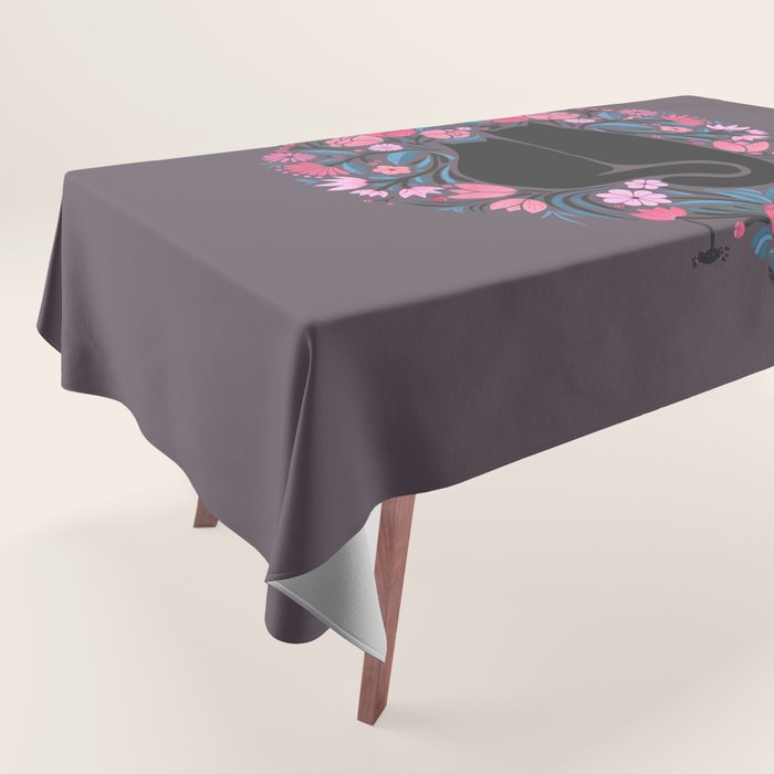 I Heart Cats and Flowers Tablecloth Gallery Image 1