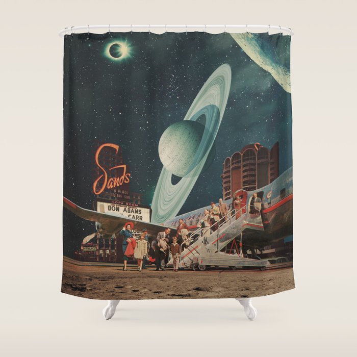 a Postcard from year 2348 Shower Curtain Gallery Image 1
