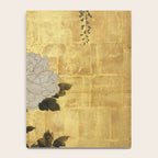 Vintage Japanese Floral Gold Leaf Screen With Wisteria and Peonies Notebook Gallery Image 4