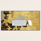 Vintage Japanese Floral Gold Leaf Screen With Wisteria and Peonies Desk Mat Gallery Image 1
