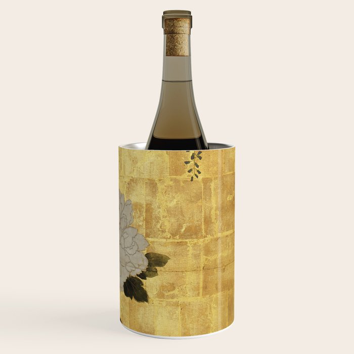 Vintage Japanese Floral Gold Leaf Screen With Wisteria and Peonies Wine Chiller Gallery Image 3