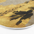 Vintage Japanese Floral Gold Leaf Screen With Wisteria and Peonies Bath Mat Gallery Image 3