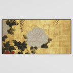 Vintage Japanese Floral Gold Leaf Screen With Wisteria and Peonies Desk Mat Gallery Image 3