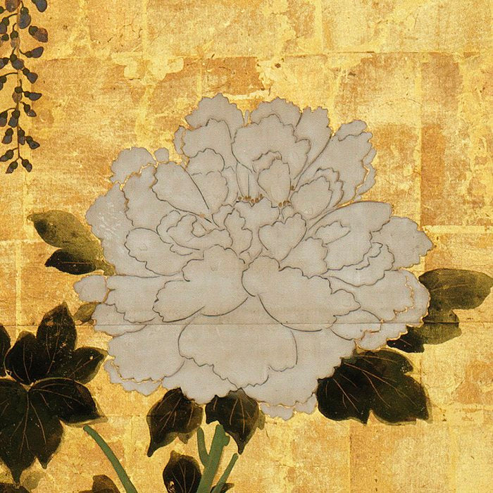 Vintage Japanese Floral Gold Leaf Screen With Wisteria and Peonies Coffee Mug Gallery Image 2