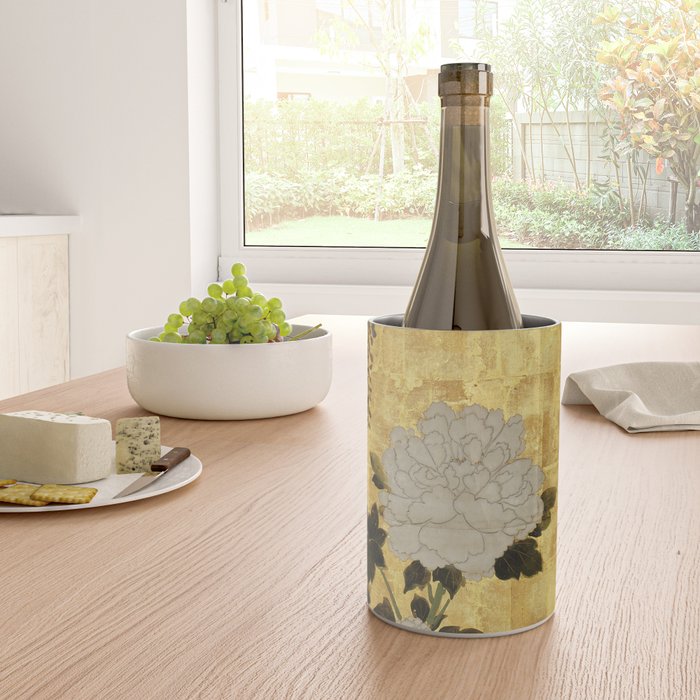 Vintage Japanese Floral Gold Leaf Screen With Wisteria and Peonies Wine Chiller Gallery Image 4