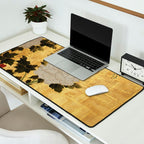 Vintage Japanese Floral Gold Leaf Screen With Wisteria and Peonies Desk Mat Gallery Image 2