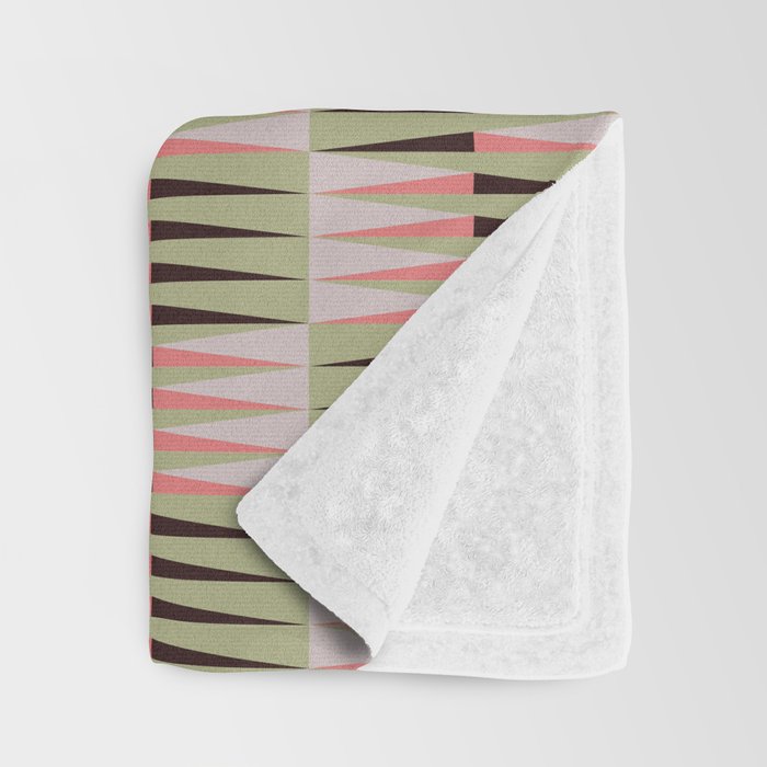 Geometric pattern rose and light green Throw Blanket Gallery Image 3