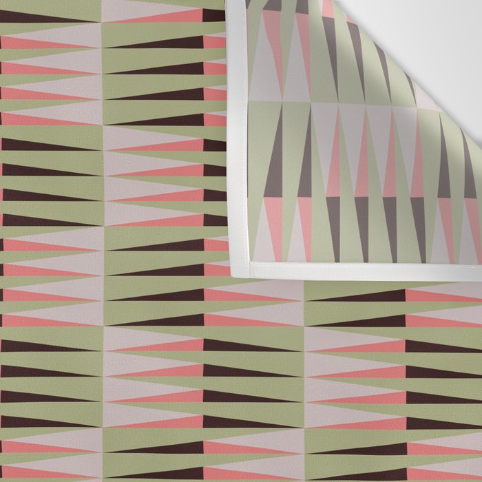 Geometric pattern rose and light green Wall Tapestry Gallery Image 3