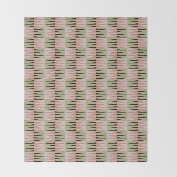 Geometric pattern rose and light green Throw Blanket Gallery Image 2