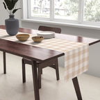Gingham Plaid Pattern - Warm Neutral Tan Table Runner Gallery Image 2