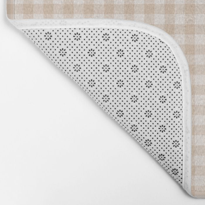 Gingham Plaid Pattern - Warm Neutral Tan Bath Mat Gallery Image 2