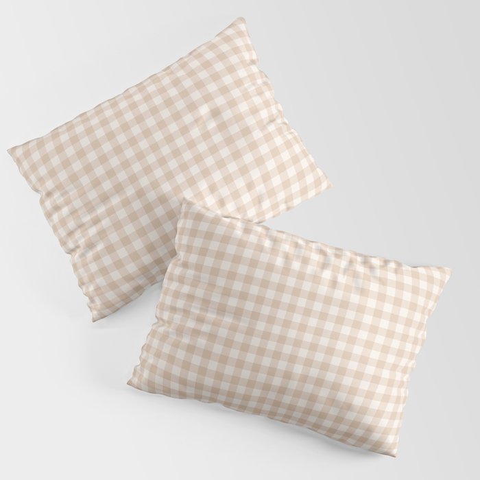 Gingham Plaid Pattern - Warm Neutral Tan Pillow Sham Gallery Image 1