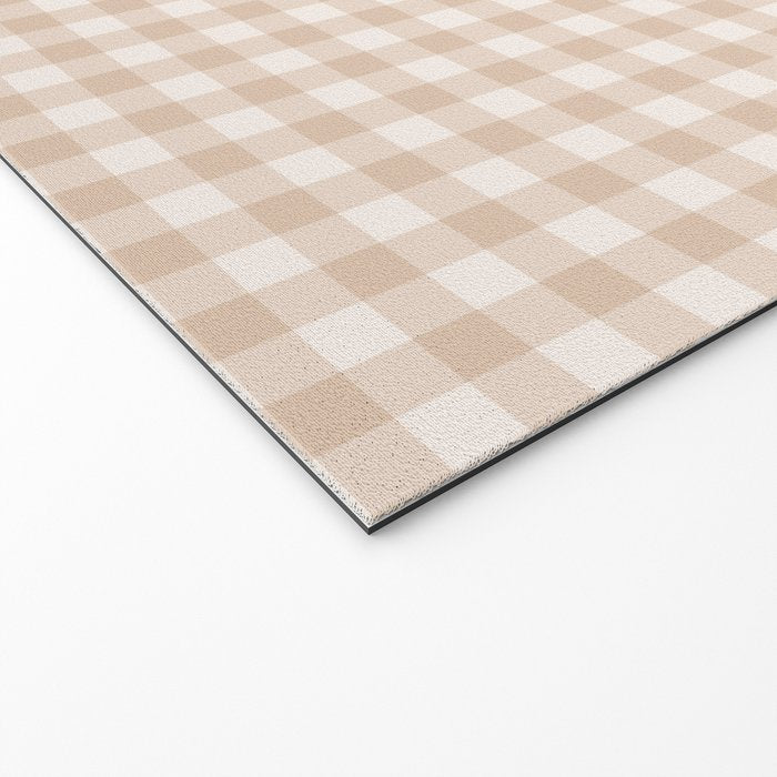 Gingham Plaid Pattern - Warm Neutral Tan Welcome Mat Gallery Image 2