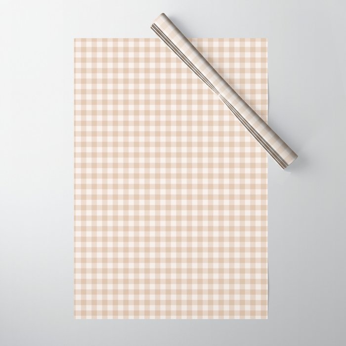 Gingham Plaid Pattern - Warm Neutral Tan Wrapping Paper Gallery Image 1