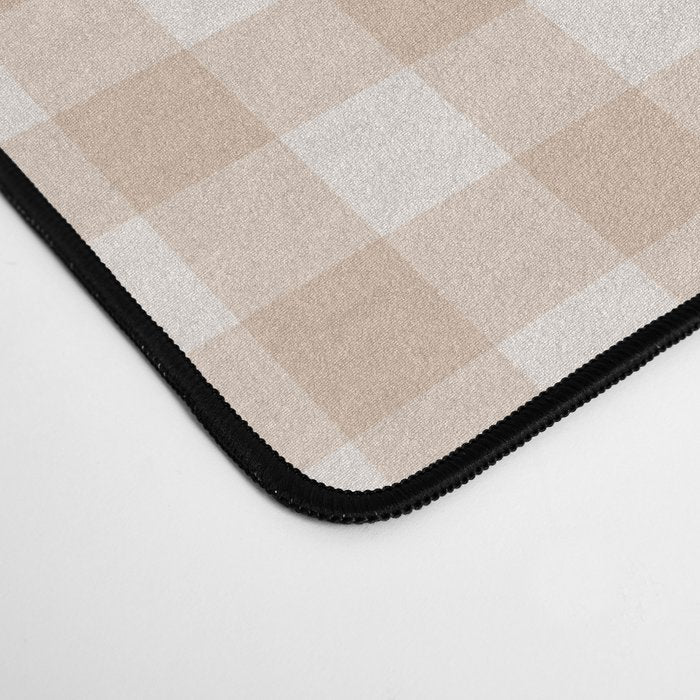 Gingham Plaid Pattern - Warm Neutral Tan Desk Mat Gallery Image 4