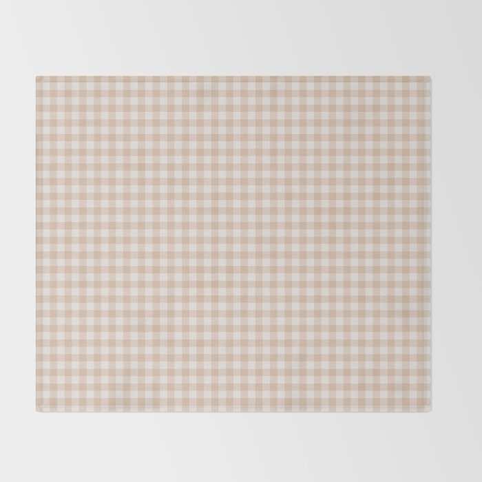 Gingham Plaid Pattern - Warm Neutral Tan Throw Blanket Gallery Image 2