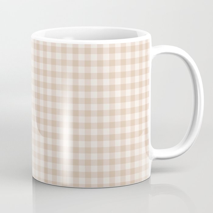 Gingham Plaid Pattern - Warm Neutral Tan Coffee Mug Gallery Image 1