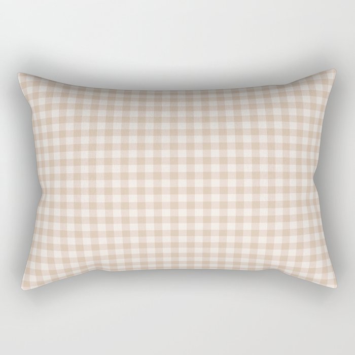 Gingham Plaid Pattern - Warm Neutral Tan Rectangular Pillow Gallery Image 1