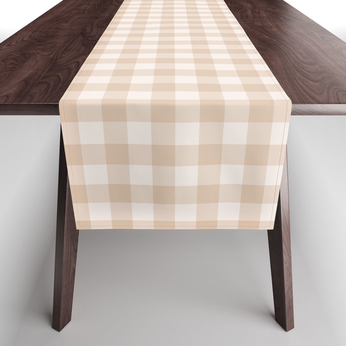Gingham Plaid Pattern - Warm Neutral Tan Table Runner Gallery Image 1