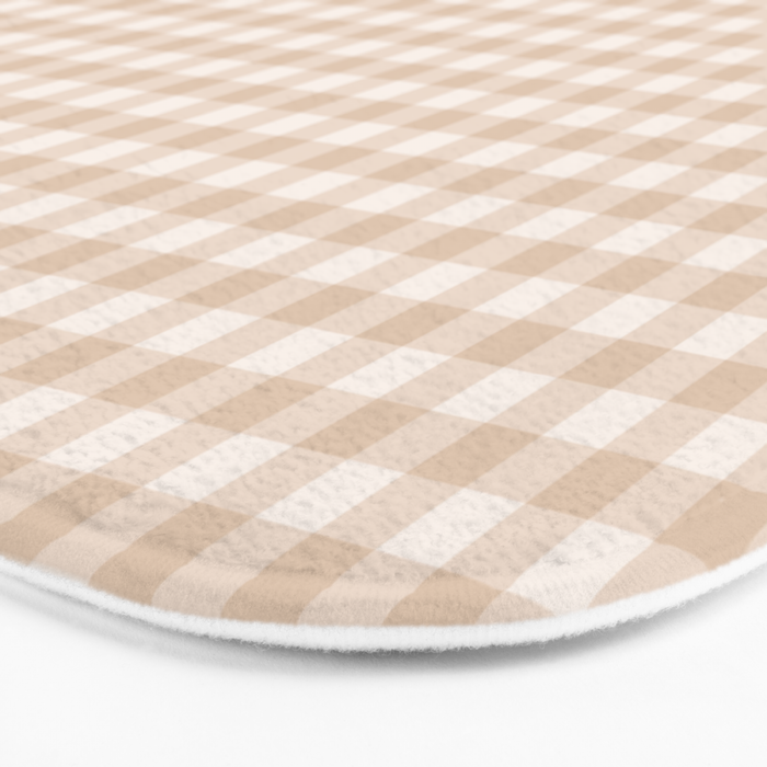 Gingham Plaid Pattern - Warm Neutral Tan Bath Mat Gallery Image 3