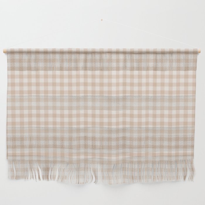 Gingham Plaid Pattern - Warm Neutral Tan Wall Hanging Gallery Image 1