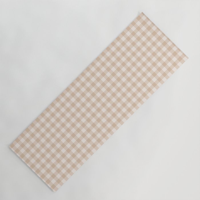 Gingham Plaid Pattern - Warm Neutral Tan Yoga Mat Gallery Image 1