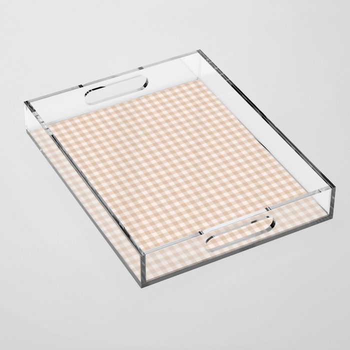 Gingham Plaid Pattern - Warm Neutral Tan Acrylic Tray Gallery Image 1