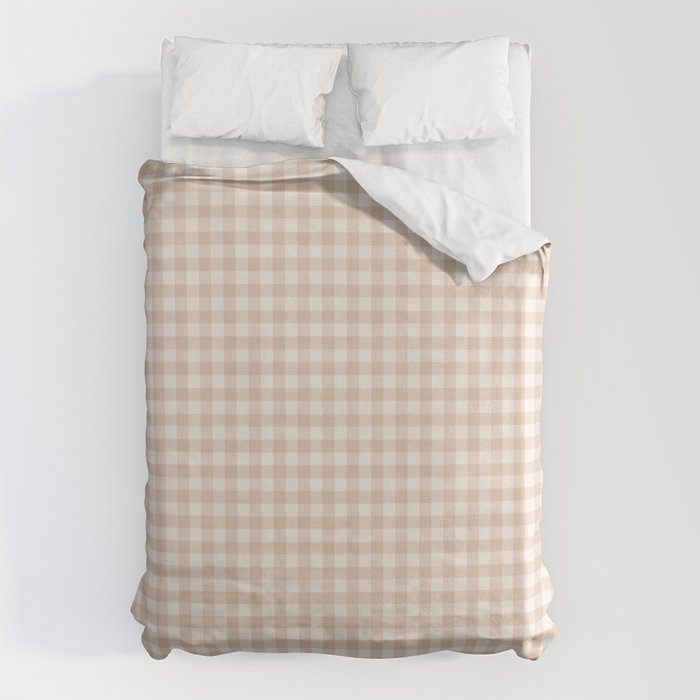 Gingham Plaid Pattern - Warm Neutral Tan Duvet Cover Gallery Image 1