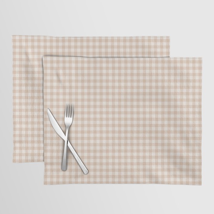 Gingham Plaid Pattern - Warm Neutral Tan Placemat Gallery Image 1