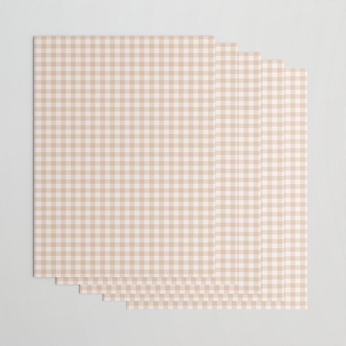 Gingham Plaid Pattern - Warm Neutral Tan Wrapping Paper Gallery Image 3