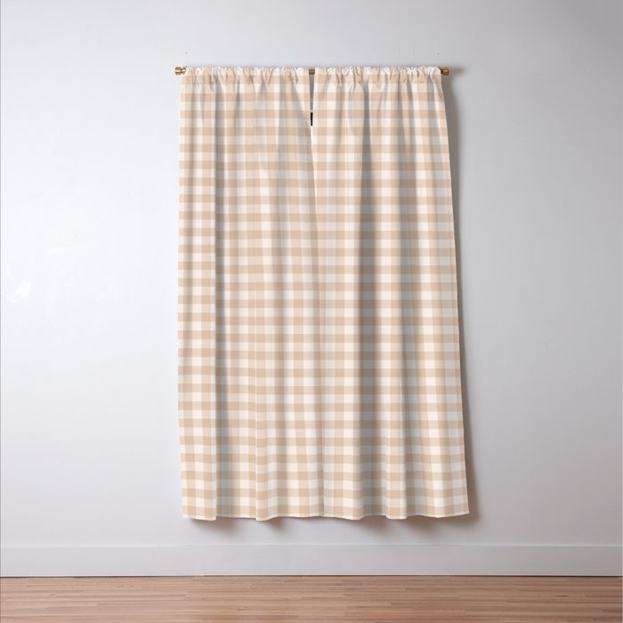 Gingham Plaid Pattern - Warm Neutral Tan Window Curtain Gallery Image 3