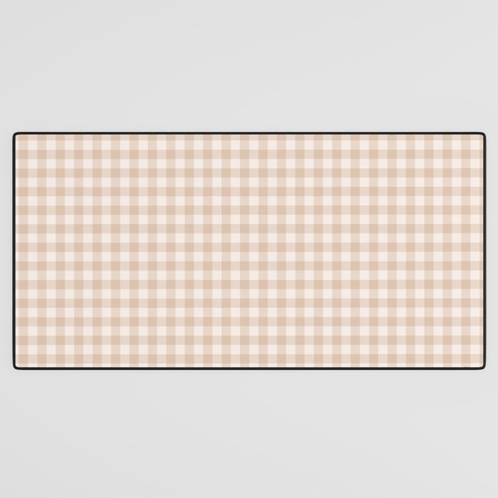 Gingham Plaid Pattern - Warm Neutral Tan Desk Mat Gallery Image 3