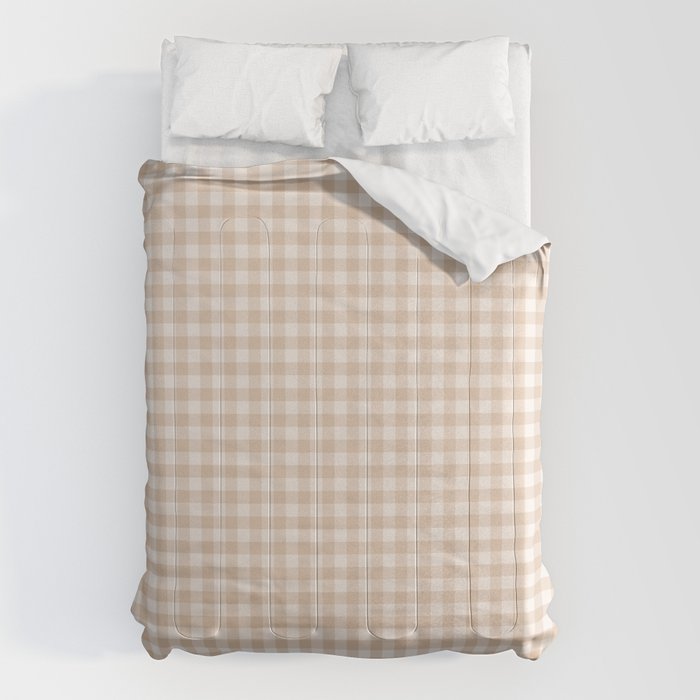 Gingham Plaid Pattern - Warm Neutral Tan Comforter Gallery Image 6
