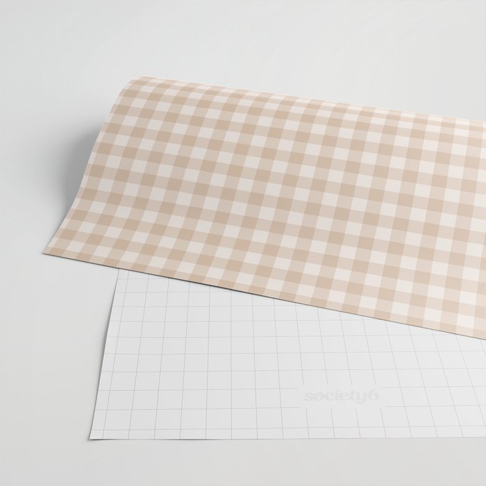 Gingham Plaid Pattern - Warm Neutral Tan Wrapping Paper Gallery Image 2