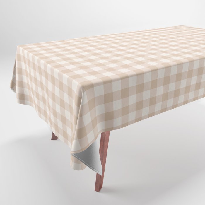 Gingham Plaid Pattern - Warm Neutral Tan Tablecloth Gallery Image 1
