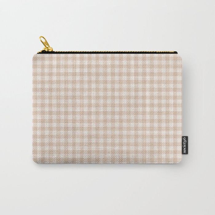 Gingham Plaid Pattern - Warm Neutral Tan Carry All Pouch Gallery Image 1