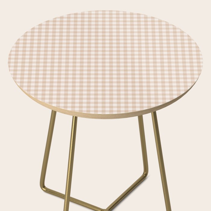 Gingham Plaid Pattern - Warm Neutral Tan Side Table Gallery Image 2