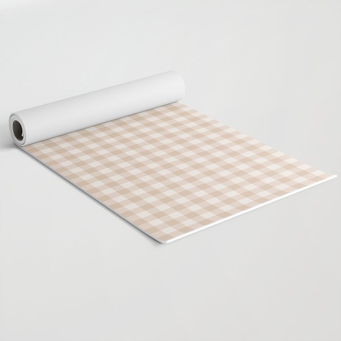 Gingham Plaid Pattern - Warm Neutral Tan Yoga Mat Gallery Image 2