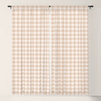 Gingham Plaid Pattern - Warm Neutral Tan Window Curtain Gallery Image 5