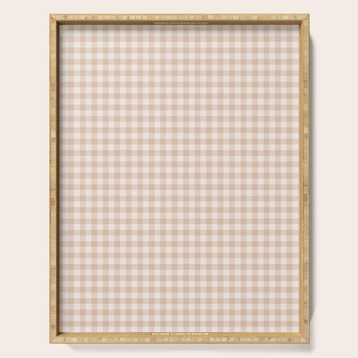 Gingham Plaid Pattern - Warm Neutral Tan Serving Tray Gallery Image 1