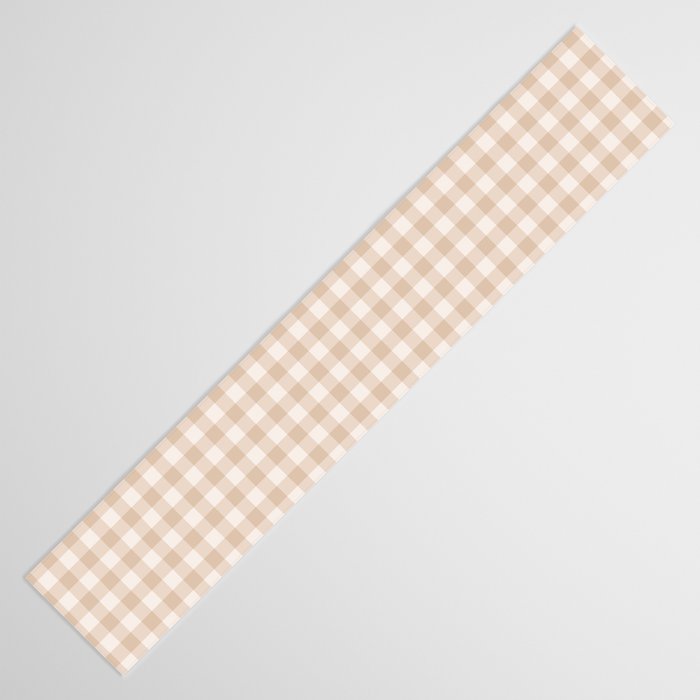 Gingham Plaid Pattern - Warm Neutral Tan Table Runner Gallery Image 3