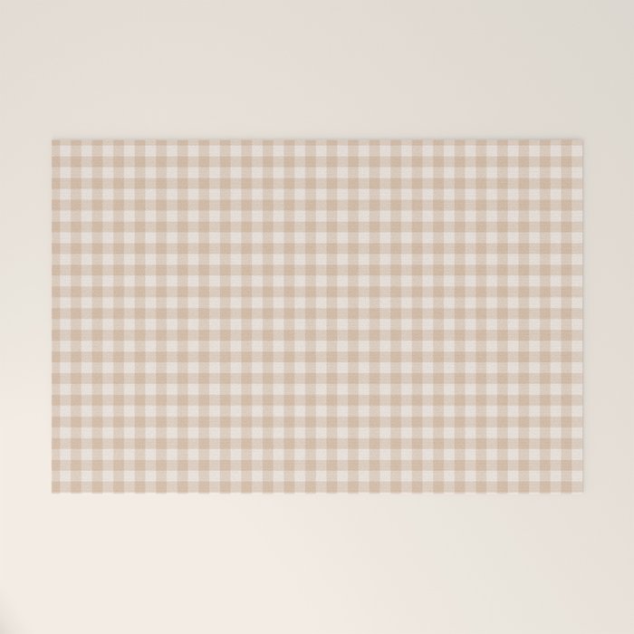 Gingham Plaid Pattern - Warm Neutral Tan Welcome Mat Gallery Image 1