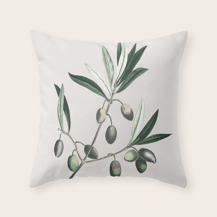 Olive Tree Branch Throw Pillow Gallery Image 1