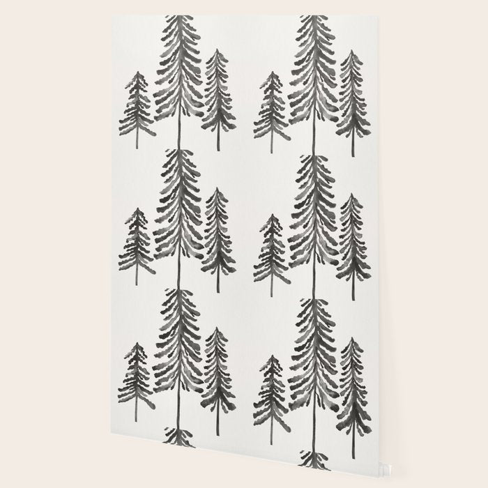 Pine Trees - Black Ink Wallpaper Gallery Image 2