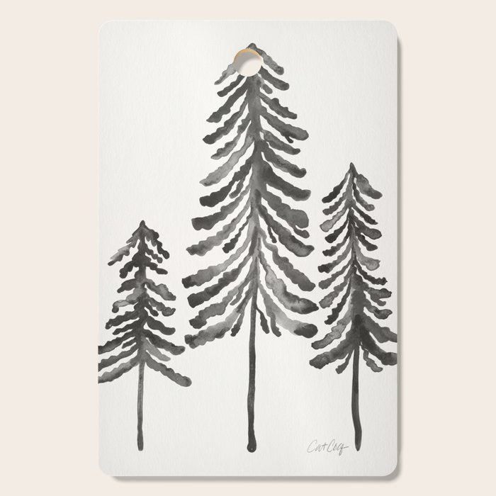 Pine Trees - Black Ink Cutting Board Gallery Image 1