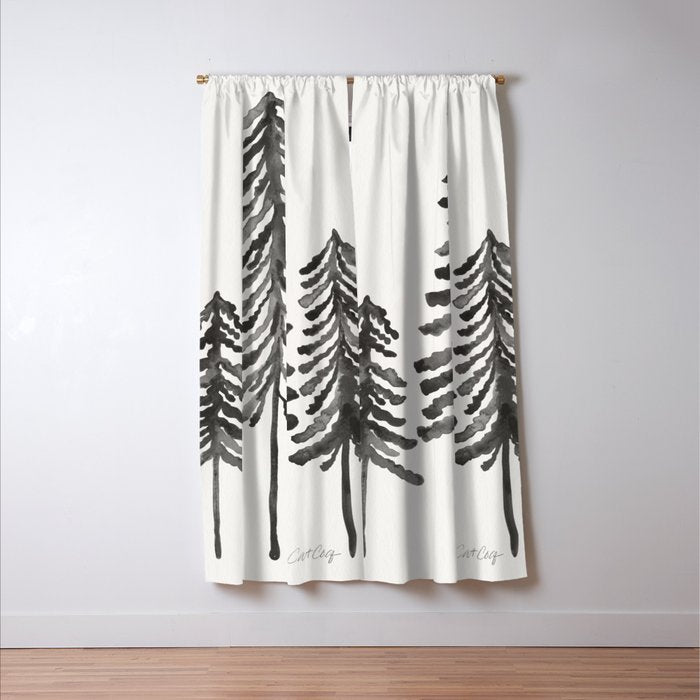 Pine Trees - Black Ink Window Curtain Gallery Image 3